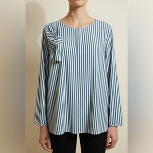 Luisa Cerano Blue and White Striped Blouse